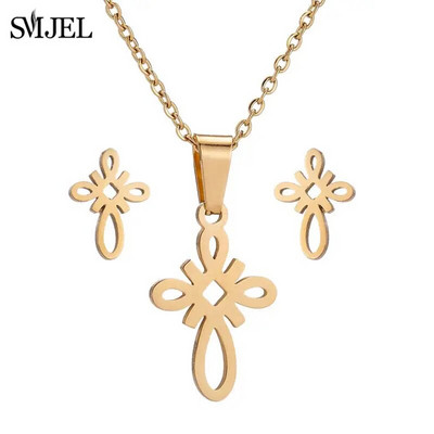 Κολιέ από ανοξείδωτο ατσάλι Tree of Life για γυναίκες Bohemian Women Ανδρικό Σχήμα Celtic Lover Tree σκουλαρίκια Σετ κοσμημάτων σε χρυσό χρώμα