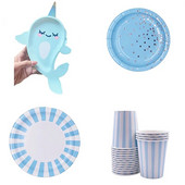 Χάρτινα πιάτα μιας χρήσης Sea Animals Blue Narwhal Under The Sea Party Dessert Χαρτί πιάτο σερβίτσιο Χρόνια πολλά Προμήθειες για πάρτι