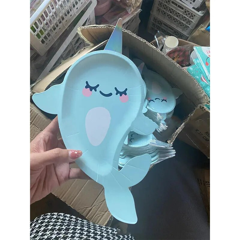 Χάρτινα πιάτα μιας χρήσης Sea Animals Blue Narwhal Under The Sea Party Dessert Χαρτί πιάτο σερβίτσιο Χρόνια πολλά Προμήθειες για πάρτι