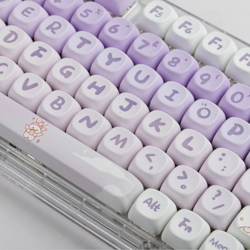 Gradation Purple Rabbit 142 Keys MOA Profile PBT Keycaps Dye Sublimation for MX Switch Gaming Mechanical Keyboard Keyboard