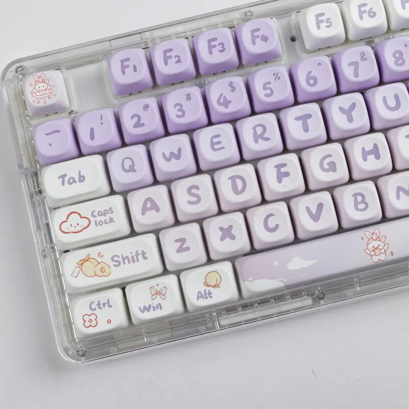 Gradation Purple Rabbit 142 Keys MOA Profile PBT Keycaps Dye Sublimation for MX Switch Gaming Mechanical Keyboard Keyboard