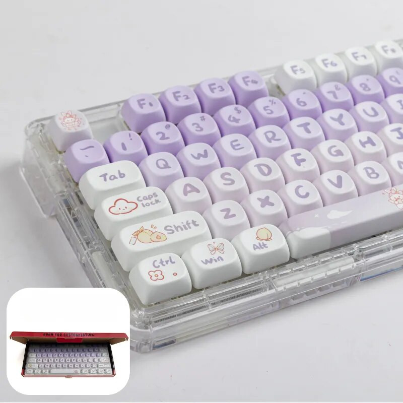 Gradation Purple Rabbit 142 Keys MOA Profile PBT Keycaps Dye Sublimation for MX Switch Gaming Mechanical Keyboard Keyboard