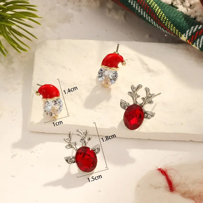 Σετ κολιέ Χριστουγεννιάτικο σκουλαρίκι 3 τμχ Κόκκινο εποξειδικό χρυσό Santa Χρώμα ελάφι Λευκό μαργαριτάρι μενταγιόν χιονάνθρωπος Χριστουγεννιάτικο σετ κοσμημάτων