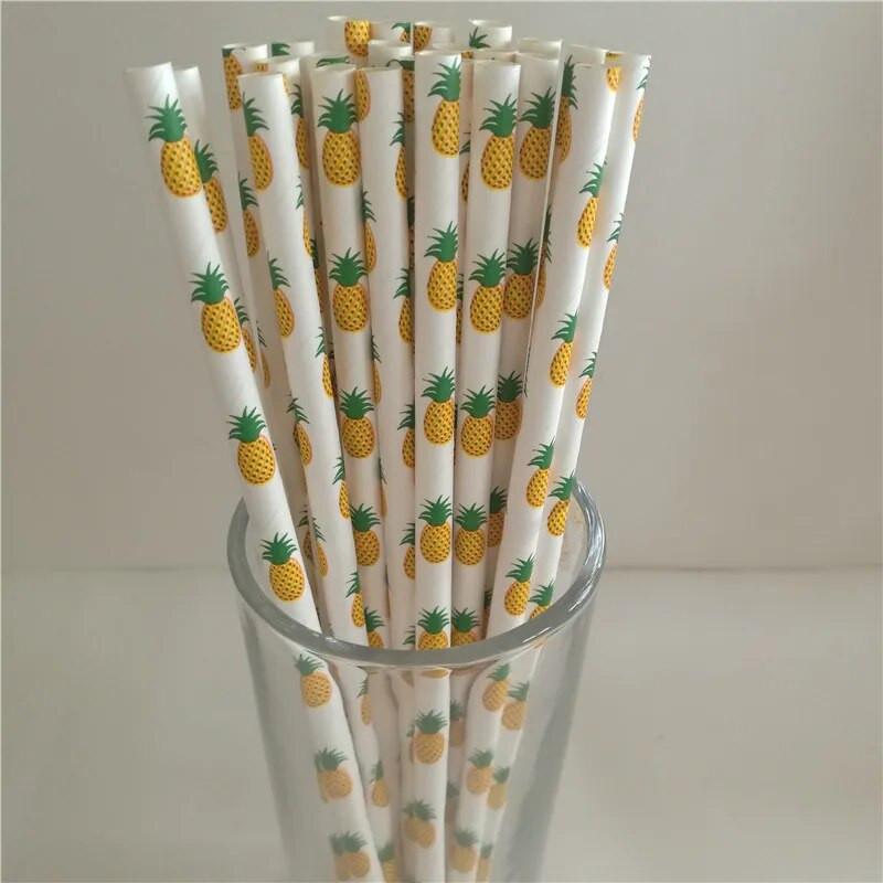 Φρούτα ανανά φράουλα καρπούζι λεμόνι χάρτινα καλαμάκια για διακοσμητικά πάρτι γενεθλίων Γάμου Δημιουργικά καλαμάκια