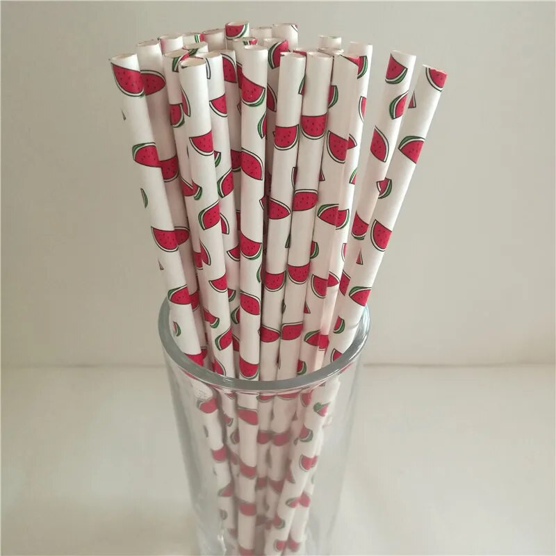 Φρούτα ανανά φράουλα καρπούζι λεμόνι χάρτινα καλαμάκια για διακοσμητικά πάρτι γενεθλίων Γάμου Δημιουργικά καλαμάκια