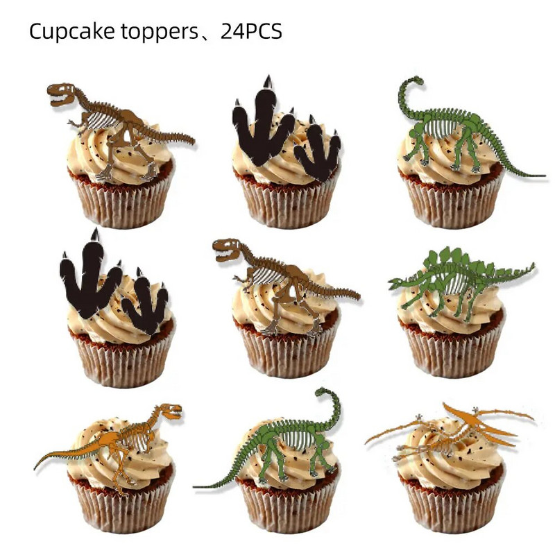 Θέμα Dinosaur Fossil Archaeology Επιτραπέζια σκεύη Διακόσμηση για πάρτι γενεθλίων για αγόρια Παιδικά πιάτα Πετσέτες φλιτζάνι Jungle Party Supplies