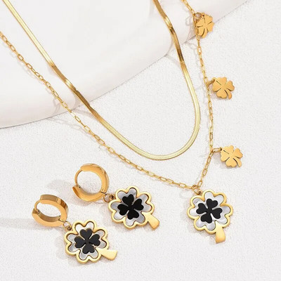 Κομψό σετ κοσμημάτων για 2 PC Κομψό πλάσμα Χάλκινο κοχύλι σε μοντέρνο στυλ για γυναικείο κοριτσάκι με ρυθμιζόμενη λεπτή αλυσίδα για καθημερινά πάρτι