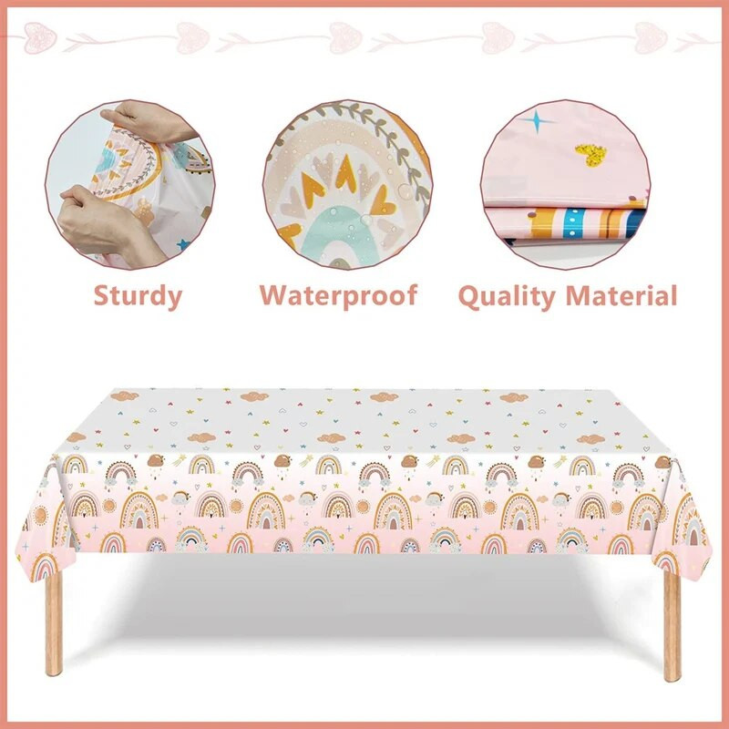 Μποέμικο ντεκόρ γενεθλίων με θέμα το ουράνιο τόξο Επιτραπέζιο σκεύος μιας χρήσης Χάρτινο κύπελλο χαρτοπετσέτα πιάτο Boho στυλ Νυφικό ντους για πάρτι