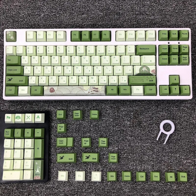 127 Key Cherry Profile PBT billentyűsapkák Matcha zöld japán billentyűsapka Mx Switch mechanikus billentyűzethez, festékkel aláfestett szublimációs kulcssapka