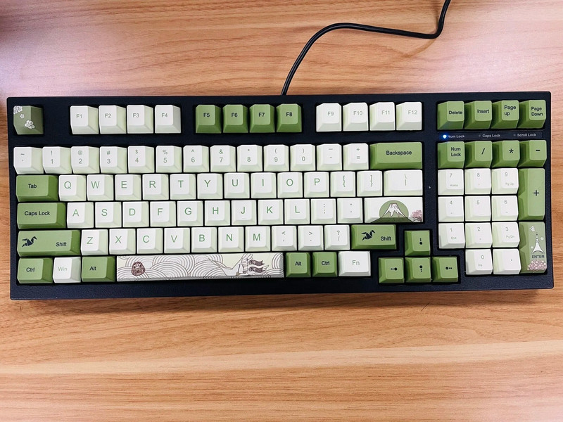127 Key Cherry προφίλ PBT Keycaps Matcha Πράσινο Ιαπωνικό κάλυμμα πληκτρολογίου για Mx Switch μηχανικό πληκτρολόγιο με βαφή με υπόβαθρο εξάχνωσης καπάκι