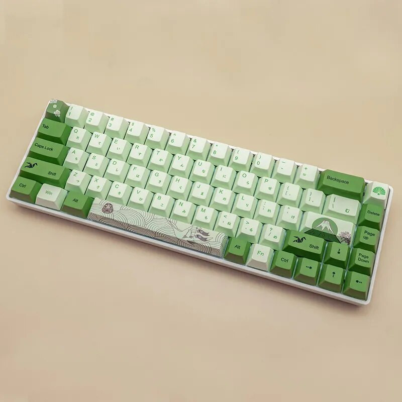 127 Key Cherry προφίλ PBT Keycaps Matcha Πράσινο Ιαπωνικό κάλυμμα πληκτρολογίου για Mx Switch μηχανικό πληκτρολόγιο με βαφή με υπόβαθρο εξάχνωσης καπάκι