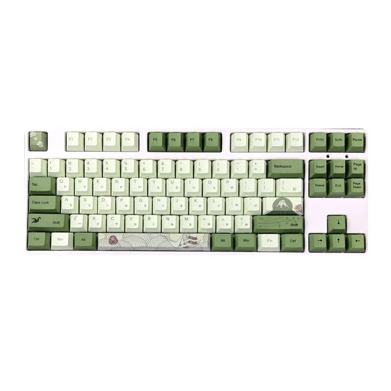 127 Key Cherry προφίλ PBT Keycaps Matcha Πράσινο Ιαπωνικό κάλυμμα πληκτρολογίου για Mx Switch μηχανικό πληκτρολόγιο με βαφή με υπόβαθρο εξάχνωσης καπάκι
