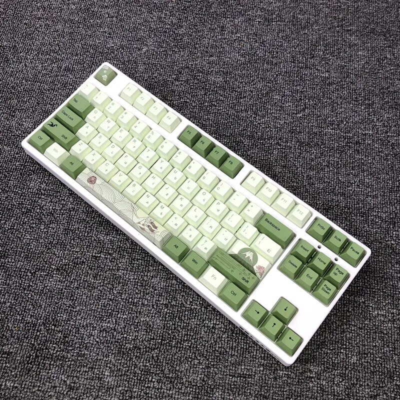 127 Key Cherry προφίλ PBT Keycaps Matcha Πράσινο Ιαπωνικό κάλυμμα πληκτρολογίου για Mx Switch μηχανικό πληκτρολόγιο με βαφή με υπόβαθρο εξάχνωσης καπάκι