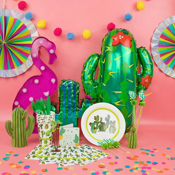 Забавен кактус Чиния за еднократна употреба Тропическо парти Хартиена чиния Листа Мексико Кактус Парти за рожден ден Хавайско парти Луау Алпака