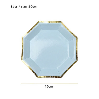 Χρυσό μπλε σερβίτσιο μιας χρήσης Χάρτινα ψάθινα φλιτζάνια Πιάτα Χαρτοπετσέτες Μπομπονιέρες ντους για γενέθλια Διακόσμηση γάμου προμήθειες για πάρτι