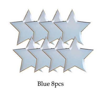 Χρυσό μπλε σερβίτσιο μιας χρήσης Χάρτινα ψάθινα φλιτζάνια Πιάτα Χαρτοπετσέτες Μπομπονιέρες ντους για γενέθλια Διακόσμηση γάμου προμήθειες για πάρτι