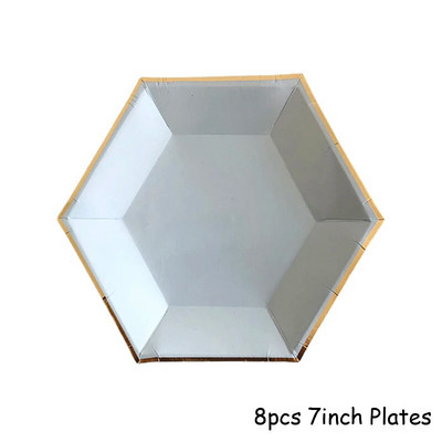 Χρυσό μπλε σερβίτσιο μιας χρήσης Χάρτινα ψάθινα φλιτζάνια Πιάτα Χαρτοπετσέτες Μπομπονιέρες ντους για γενέθλια Διακόσμηση γάμου προμήθειες για πάρτι