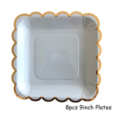 Χρυσό μπλε σερβίτσιο μιας χρήσης Χάρτινα ψάθινα φλιτζάνια Πιάτα Χαρτοπετσέτες Μπομπονιέρες ντους για γενέθλια Διακόσμηση γάμου προμήθειες για πάρτι