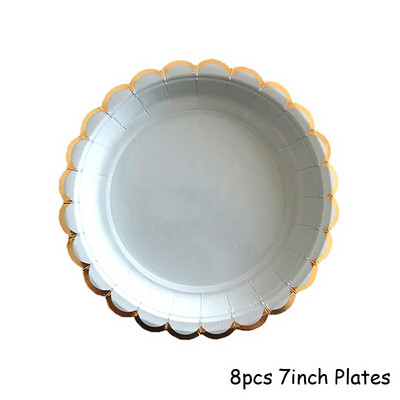 Χρυσό μπλε σερβίτσιο μιας χρήσης Χάρτινα ψάθινα φλιτζάνια Πιάτα Χαρτοπετσέτες Μπομπονιέρες ντους για γενέθλια Διακόσμηση γάμου προμήθειες για πάρτι