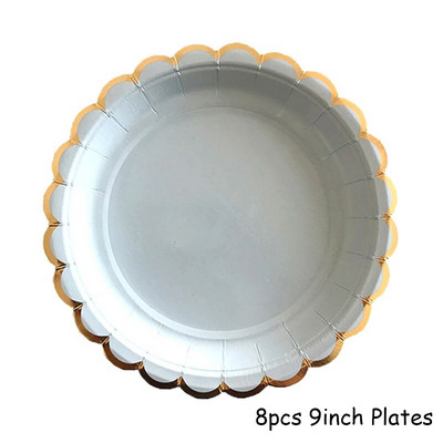 Χρυσό μπλε σερβίτσιο μιας χρήσης Χάρτινα ψάθινα φλιτζάνια Πιάτα Χαρτοπετσέτες Μπομπονιέρες ντους για γενέθλια Διακόσμηση γάμου προμήθειες για πάρτι