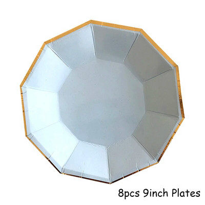 Χρυσό μπλε σερβίτσιο μιας χρήσης Χάρτινα ψάθινα φλιτζάνια Πιάτα Χαρτοπετσέτες Μπομπονιέρες ντους για γενέθλια Διακόσμηση γάμου προμήθειες για πάρτι