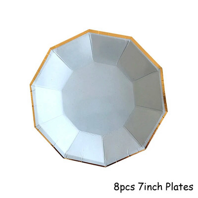 Χρυσό μπλε σερβίτσιο μιας χρήσης Χάρτινα ψάθινα φλιτζάνια Πιάτα Χαρτοπετσέτες Μπομπονιέρες ντους για γενέθλια Διακόσμηση γάμου προμήθειες για πάρτι