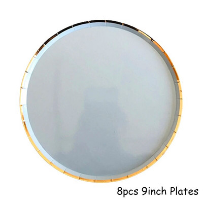 Χρυσό μπλε σερβίτσιο μιας χρήσης Χάρτινα ψάθινα φλιτζάνια Πιάτα Χαρτοπετσέτες Μπομπονιέρες ντους για γενέθλια Διακόσμηση γάμου προμήθειες για πάρτι