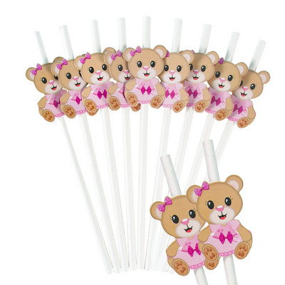 10-30 τμχ χάρτινα καλαμάκια καφέ αρκούδας Little Cutie Teddy Bear Καλαμάκια πόσης μιας χρήσης Baby Shower για αγόρι κοριτσάκι πάρτι για τα πρώτα γενέθλια