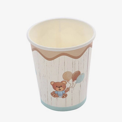 Χαριτωμένο αρκουδάκι για μωρό ντους σερβίτσια μιας χρήσης Καφέ μπλε πιάτο χαρτοπετσέτας Κύπελλο Παιδικό αγοράκι Κοριτσάκι Χρόνια Πολλά Προμήθειες για πάρτι