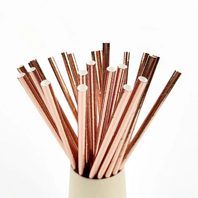 50τμχ Χρυσό Ασημί Ροζ Χρυσό Χαρτί Καλαμάκια Διακόσμηση Γάμου Γενεθλίων Καλαμάκια Ποτού μιας χρήσης Επιτραπέζια σκεύη εκδήλωσης