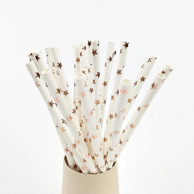 50τμχ Χρυσό Ασημί Ροζ Χρυσό Χαρτί Καλαμάκια Διακόσμηση Γάμου Γενεθλίων Καλαμάκια Ποτού μιας χρήσης Επιτραπέζια σκεύη εκδήλωσης