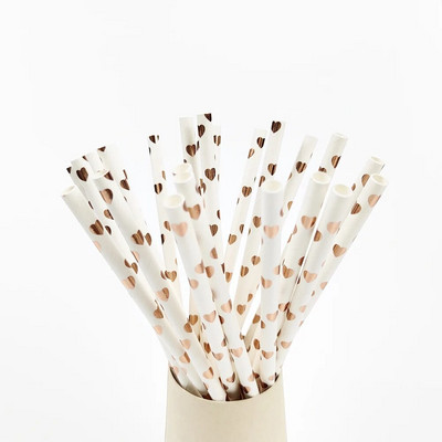 50τμχ Χρυσό Ασημί Ροζ Χρυσό Χαρτί Καλαμάκια Διακόσμηση Γάμου Γενεθλίων Καλαμάκια Ποτού μιας χρήσης Επιτραπέζια σκεύη εκδήλωσης