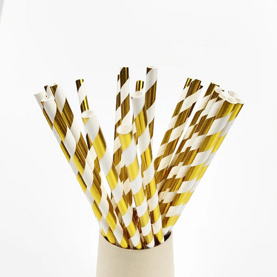 50τμχ Χρυσό Ασημί Ροζ Χρυσό Χαρτί Καλαμάκια Διακόσμηση Γάμου Γενεθλίων Καλαμάκια Ποτού μιας χρήσης Επιτραπέζια σκεύη εκδήλωσης