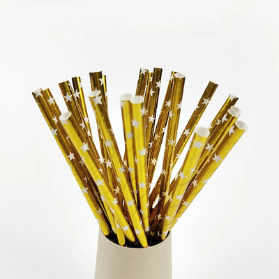 50τμχ Χρυσό Ασημί Ροζ Χρυσό Χαρτί Καλαμάκια Διακόσμηση Γάμου Γενεθλίων Καλαμάκια Ποτού μιας χρήσης Επιτραπέζια σκεύη εκδήλωσης