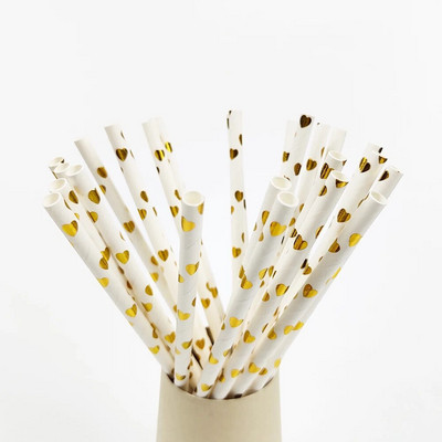 50τμχ Χρυσό Ασημί Ροζ Χρυσό Χαρτί Καλαμάκια Διακόσμηση Γάμου Γενεθλίων Καλαμάκια Ποτού μιας χρήσης Επιτραπέζια σκεύη εκδήλωσης