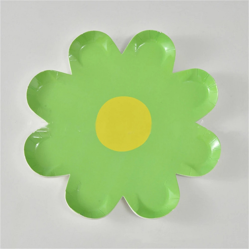 10 τμχ Μικρά σερβίτσια για πικνίκ Μαργαρίτα Πιατέλες φαγητού με λουλούδια μιας χρήσης Διακοσμητικός δίσκος κέικ Boho Daisy για παιδικό πάρτι γενεθλίων