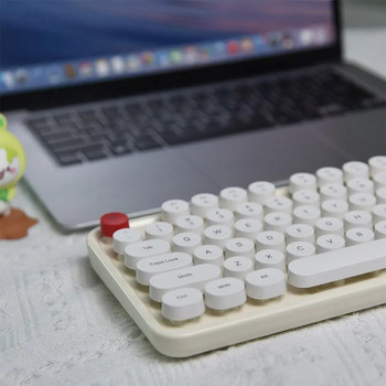 MOFII Компютърна клавиатура с кабел, клавиатура в ретро стил с кръгли капачки, 104 клавиша Безшумна осветена клавиатура за лаптоп с Windows