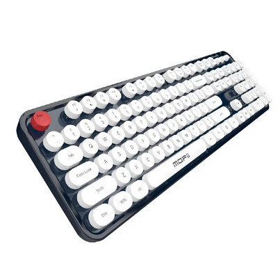 Πληκτρολόγιο υπολογιστή MOFII Ενσύρματο, Πληκτρολόγιο ρετρό στυλ με στρογγυλά πλήκτρα, αθόρυβο φωτιζόμενο πληκτρολόγιο 104 πλήκτρων για φορητό υπολογιστή Windows