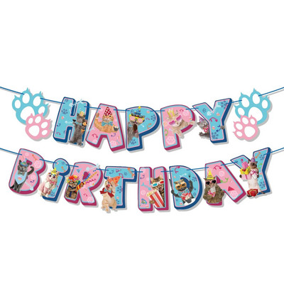 Διακοσμήσεις για πάρτι γενεθλίων κατοικίδιων με θέμα το πόδι της γάτας Είδη για πάρτι με πόδι σκύλου εκτύπωση πανό Χάρτινα πιάτα Κύπελλα χαρτοπετσέτες Επιτραπέζια σκεύη μπαλόνια