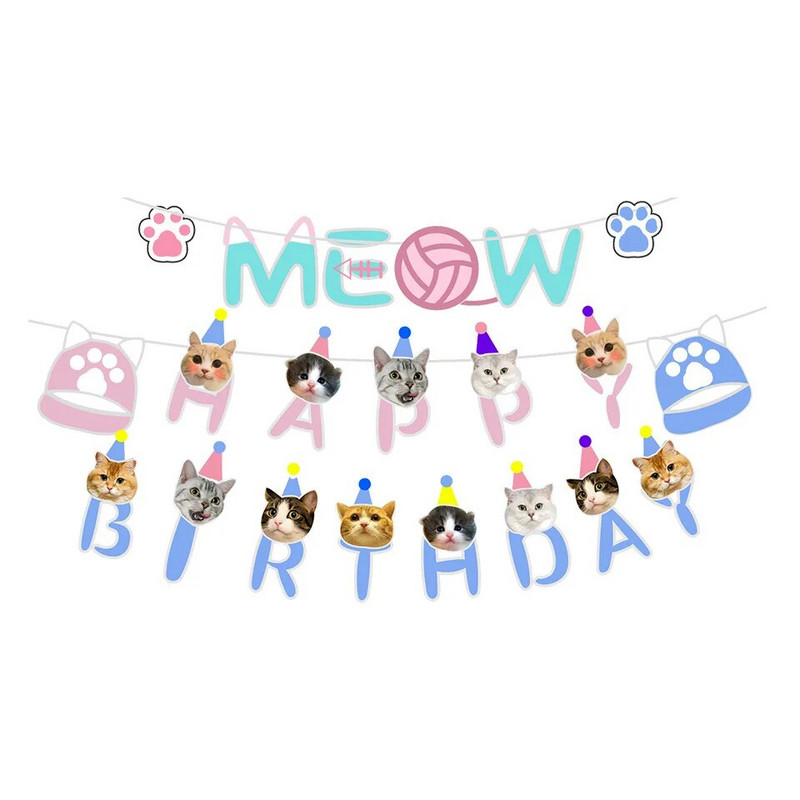 Διακοσμήσεις για πάρτι γενεθλίων κατοικίδιων με θέμα το πόδι της γάτας Είδη για πάρτι με πόδι σκύλου εκτύπωση πανό Χάρτινα πιάτα Κύπελλα χαρτοπετσέτες Επιτραπέζια σκεύη μπαλόνια