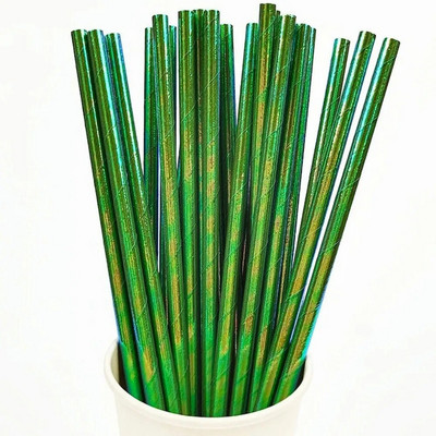 25 τμχ Καλαμάκια από μαργαριταρένιο μπρονζέ χαρτί Ροζ Bule Drinking Straw Cocktail Γάμος Γενέθλια Διακόσμηση πάρτι Προμήθειες Baby Shower