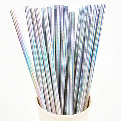 25 τμχ Καλαμάκια από μαργαριταρένιο μπρονζέ χαρτί Ροζ Bule Drinking Straw Cocktail Γάμος Γενέθλια Διακόσμηση πάρτι Προμήθειες Baby Shower