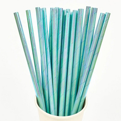 25 τμχ Καλαμάκια από μαργαριταρένιο μπρονζέ χαρτί Ροζ Bule Drinking Straw Cocktail Γάμος Γενέθλια Διακόσμηση πάρτι Προμήθειες Baby Shower