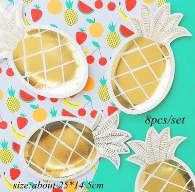 1 Σετ Φρούτα Επιτραπέζια σκεύη μιας χρήσης Χάρτινα Πιάτα Φρούτων Φλιτζάνια για Παιδιά Καλοκαιρινό Πάρτι Πισίνας Προμήθειες διακόσμησης γάμου