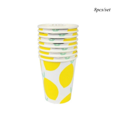 1 Σετ Φρούτα Επιτραπέζια σκεύη μιας χρήσης Χάρτινα Πιάτα Φρούτων Φλιτζάνια για Παιδιά Καλοκαιρινό Πάρτι Πισίνας Προμήθειες διακόσμησης γάμου