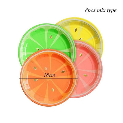 1 Σετ Φρούτα Επιτραπέζια σκεύη μιας χρήσης Χάρτινα Πιάτα Φρούτων Φλιτζάνια για Παιδιά Καλοκαιρινό Πάρτι Πισίνας Προμήθειες διακόσμησης γάμου