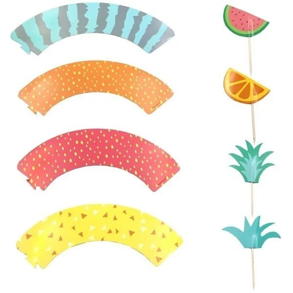 1 Σετ Φρούτα Επιτραπέζια σκεύη μιας χρήσης Χάρτινα Πιάτα Φρούτων Φλιτζάνια για Παιδιά Καλοκαιρινό Πάρτι Πισίνας Προμήθειες διακόσμησης γάμου