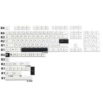 129 клавиша черно-бели японски клавишни капачки Cherry Profile PBT Dye Sublimation Механична клавиатура Keycap за MX Switch 61/64/68