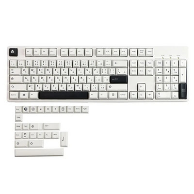 129 клавиша черно-бели японски клавишни капачки Cherry Profile PBT Dye Sublimation Механична клавиатура Keycap за MX Switch 61/64/68