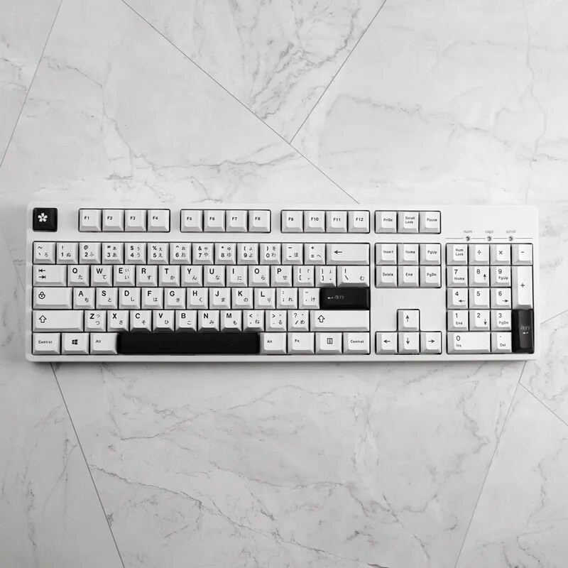 129 ασπρόμαυρα πλήκτρα Ιαπωνικά Keycaps Cherry Profile PBT Dye Sublimation Mechanical Keyboard Keyboard for MX Switch 61/64/68